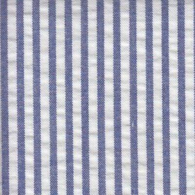 Blue & White Stripe Seersucker Cotton Fabric